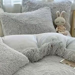 Brand new Two standard shams - grey furry super soft
